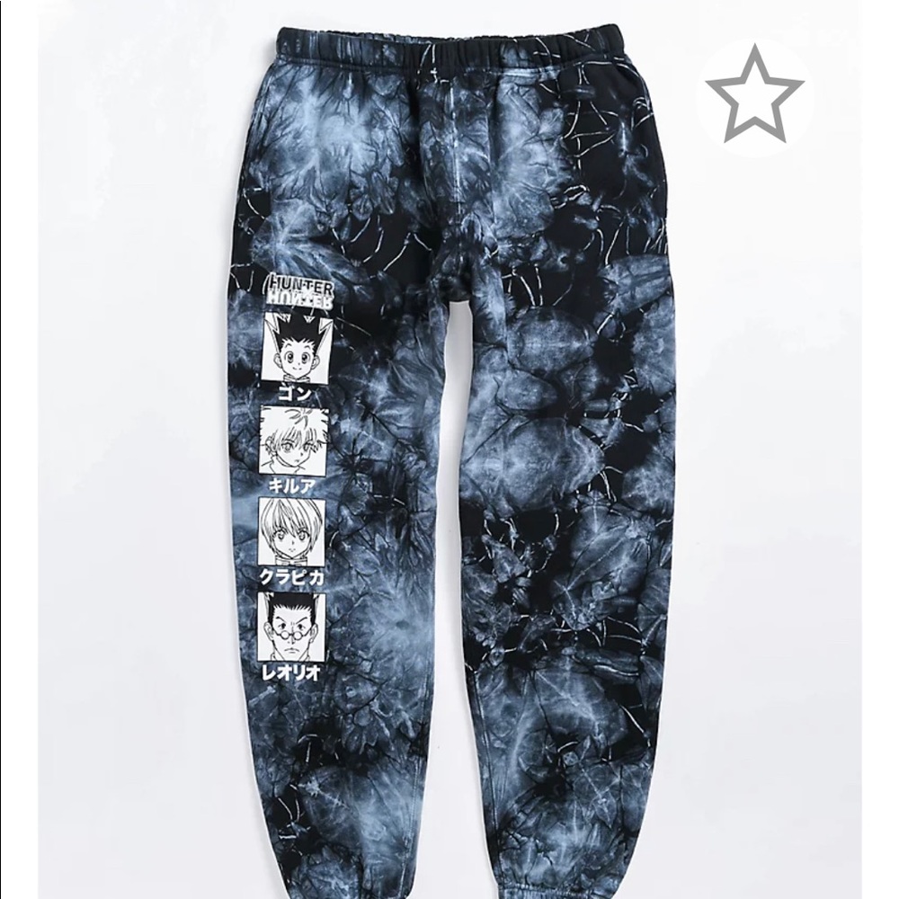 Hypland Hunter x Hunter Anime Black & White Tie Die Sweat Pants